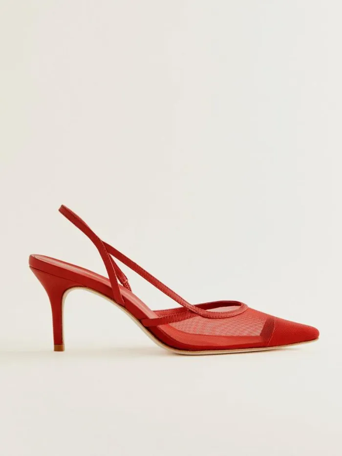 The Reformation Whitnee Slingback Heels Lipstick Mesh 8211 Shoes