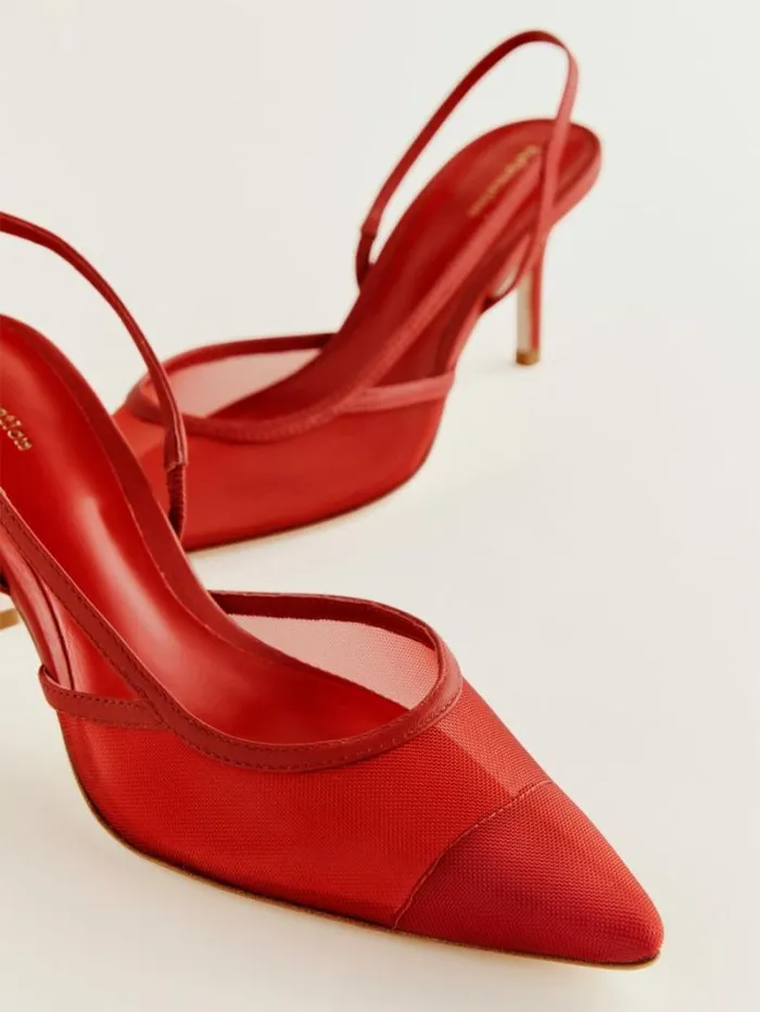The Reformation Whitnee Slingback Heels Lipstick Mesh 8211 Shoes