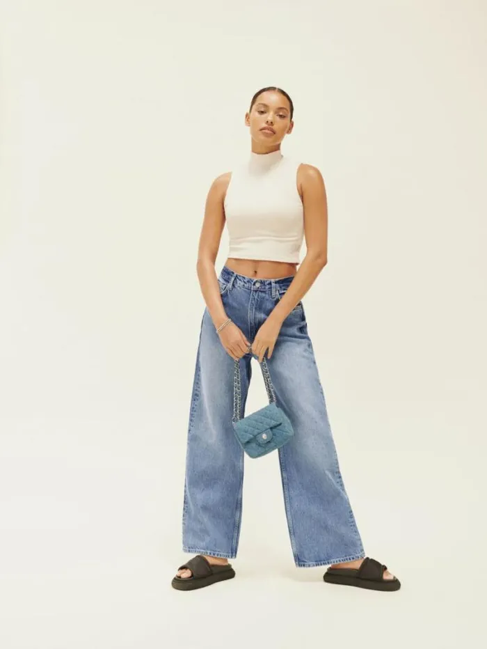 The Reformation Wilder High Rise Wide Leg Cropped Jeans Dillon 8211 Clothing