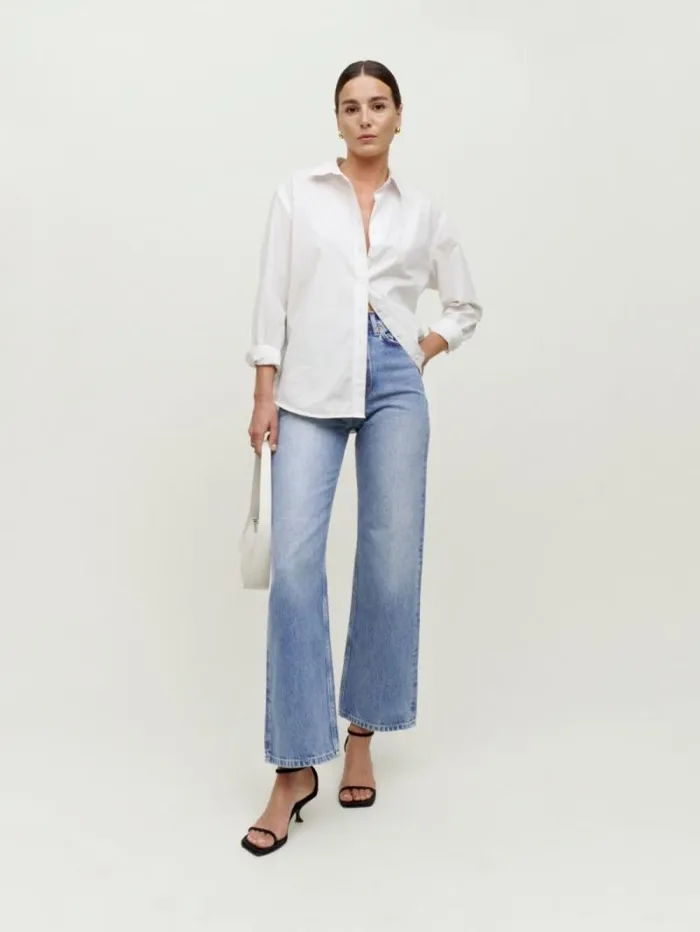 The Reformation Wilder High Rise Wide Leg Cropped Jeans Dillon 8211 Clothing