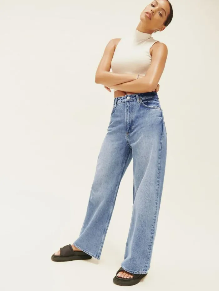 The Reformation Wilder High Rise Wide Leg Cropped Jeans Dillon 8211 Clothing