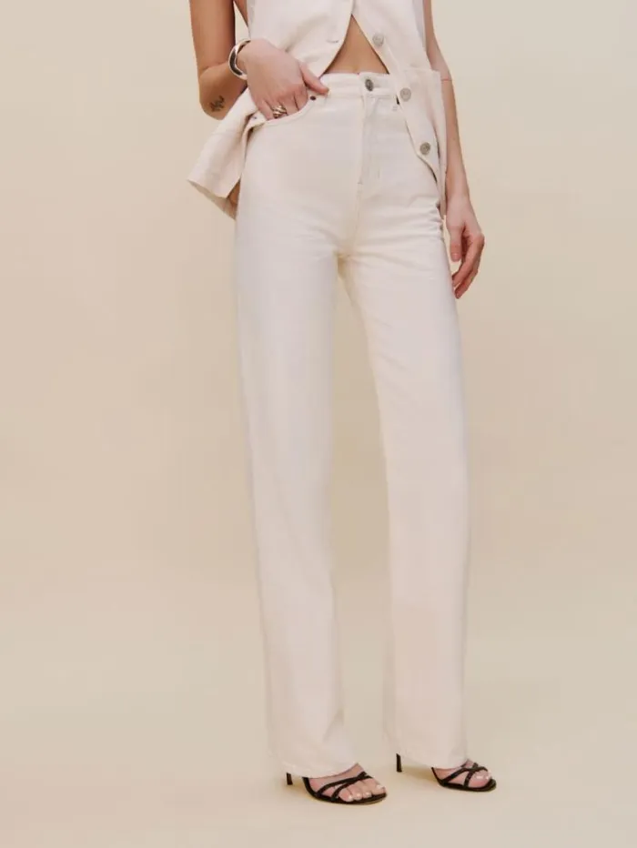 The Reformation Wilder High Rise Wide Leg Cropped Jeans Fior Di Latte 8211 Clothing