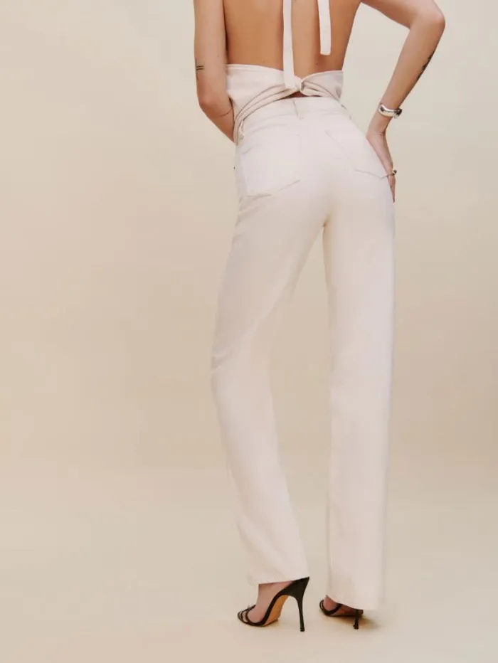 The Reformation Wilder High Rise Wide Leg Cropped Jeans Fior Di Latte 8211 Clothing