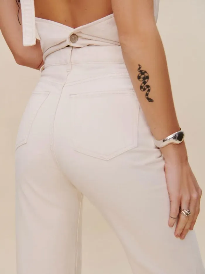 The Reformation Wilder High Rise Wide Leg Cropped Jeans Fior Di Latte 8211 Clothing