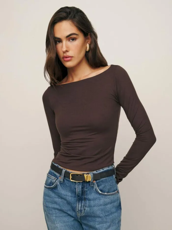 The Reformation Wiley Knit Top Mole 8211 Clothing