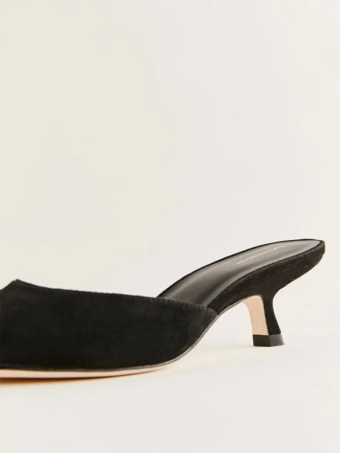 The Reformation Winnie Peep Toe Heeled Mule Black Suede 8211 Shoes