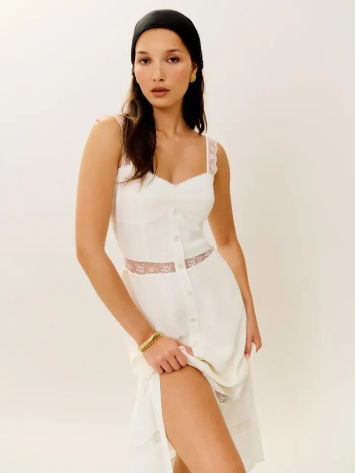 The Reformation Wynton Dress Ivory 8211 Clothing