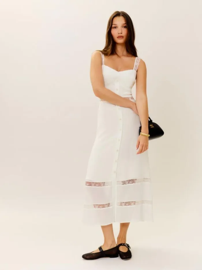 The Reformation Wynton Dress Ivory 8211 Clothing