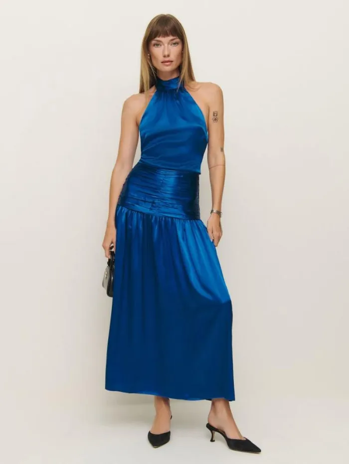 The Reformation Zaria Silk Dress Pacific Ocean 8211 ClothingWeddings