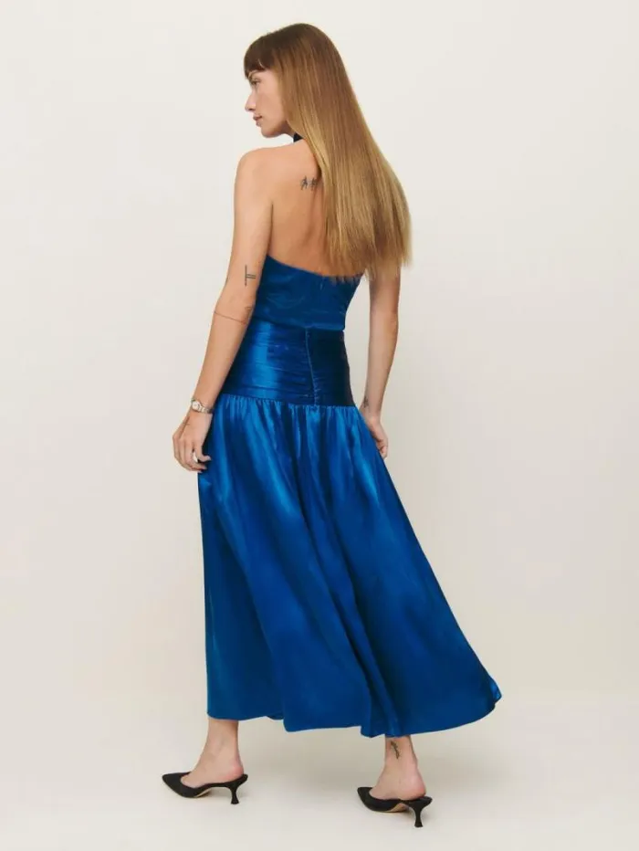 The Reformation Zaria Silk Dress Pacific Ocean 8211 ClothingWeddings