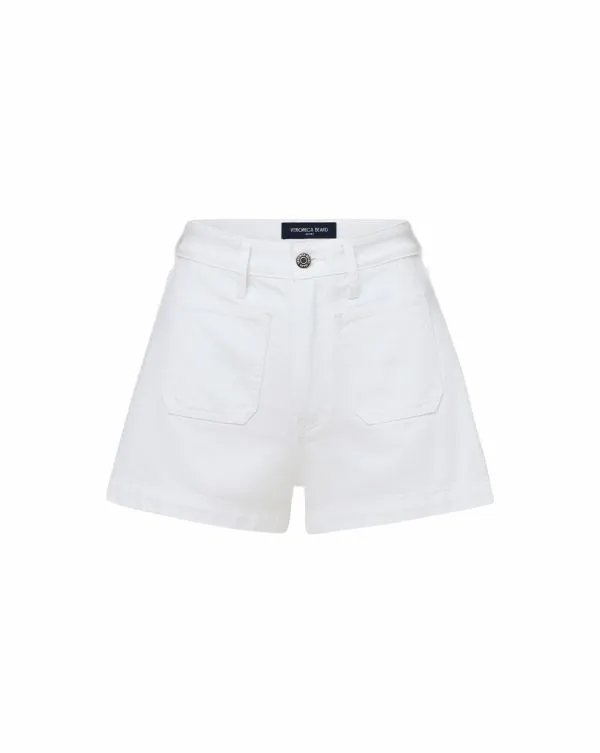 Timmi Denim Short With Patch Pockets White Women Veronica Beard Skirts and Shorts Timmi Denim Short With Patch Pockets White Women Veronica Beard Skirts and Shorts