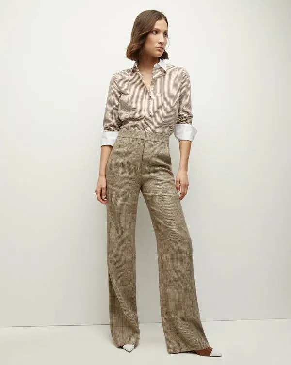 Tonelli Plaid Pant Ecruandochre Women Veronica Beard Pants
