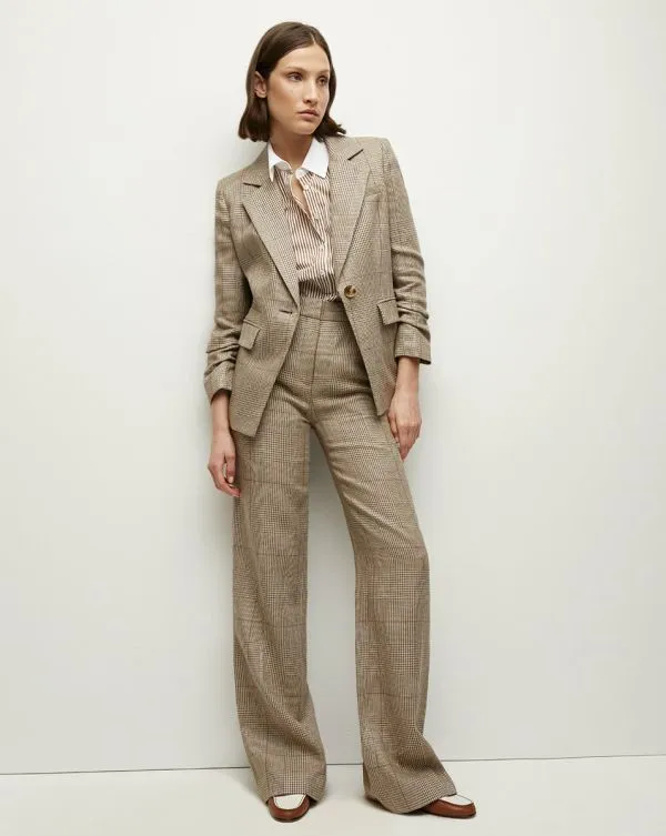 Tonelli Plaid Pant Ecruandochre Women Veronica Beard Pants