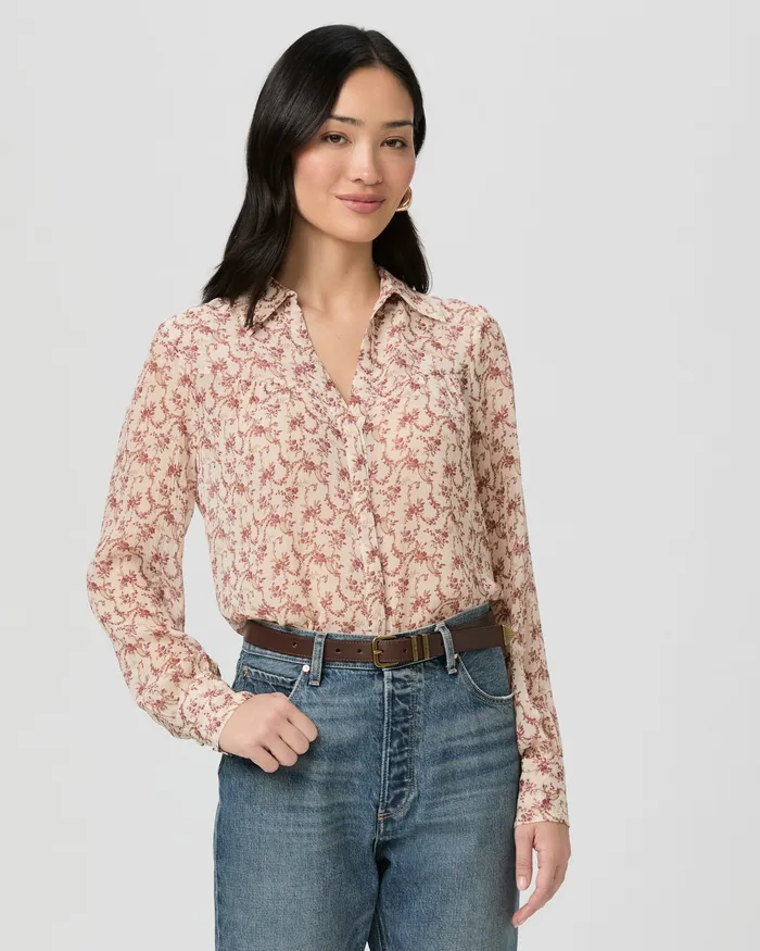 Tops and Blouses PAIGE Women Gardener Blouse 8211 CreamFlagstone Silk