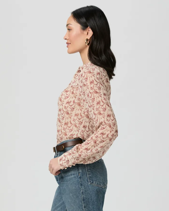Tops and Blouses PAIGE Women Gardener Blouse 8211 CreamFlagstone Silk Tops and Blouses PAIGE Women Gardener Blouse 8211 CreamFlagstone Silk