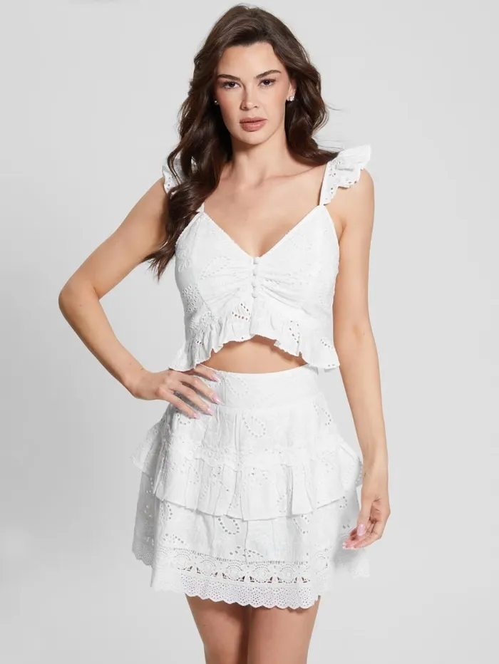 Tops Arielle Eyelet Top Pure White GUESS Women Tops Arielle Eyelet Top Pure White GUESS Women