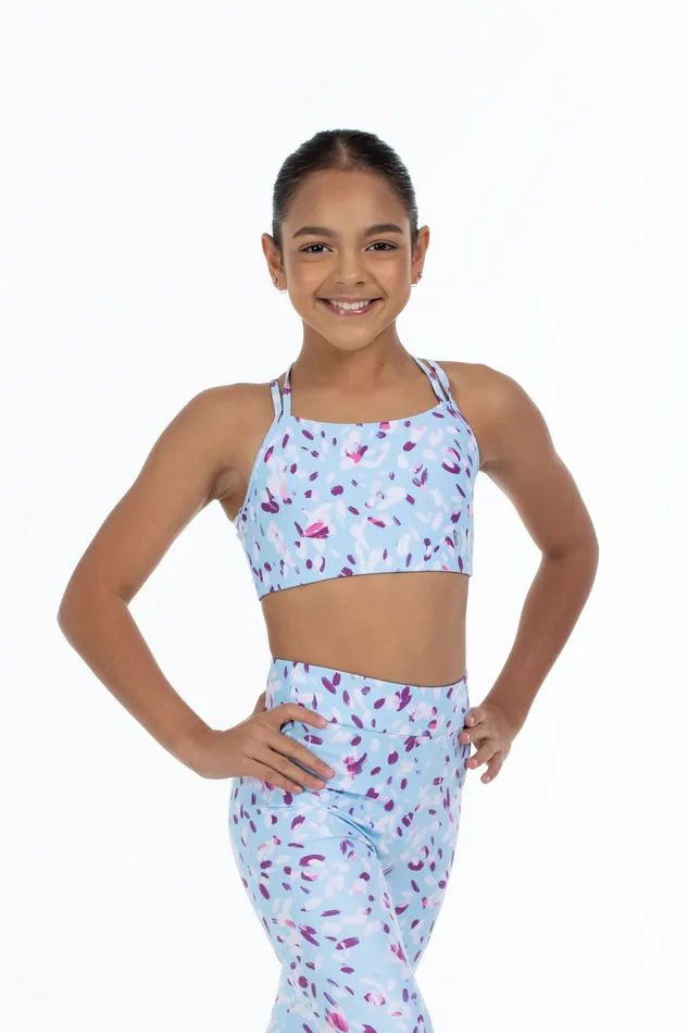 Tops Bloch Children Bloch X Flo Active Remi XBack Bra Top Pale Blue Petals