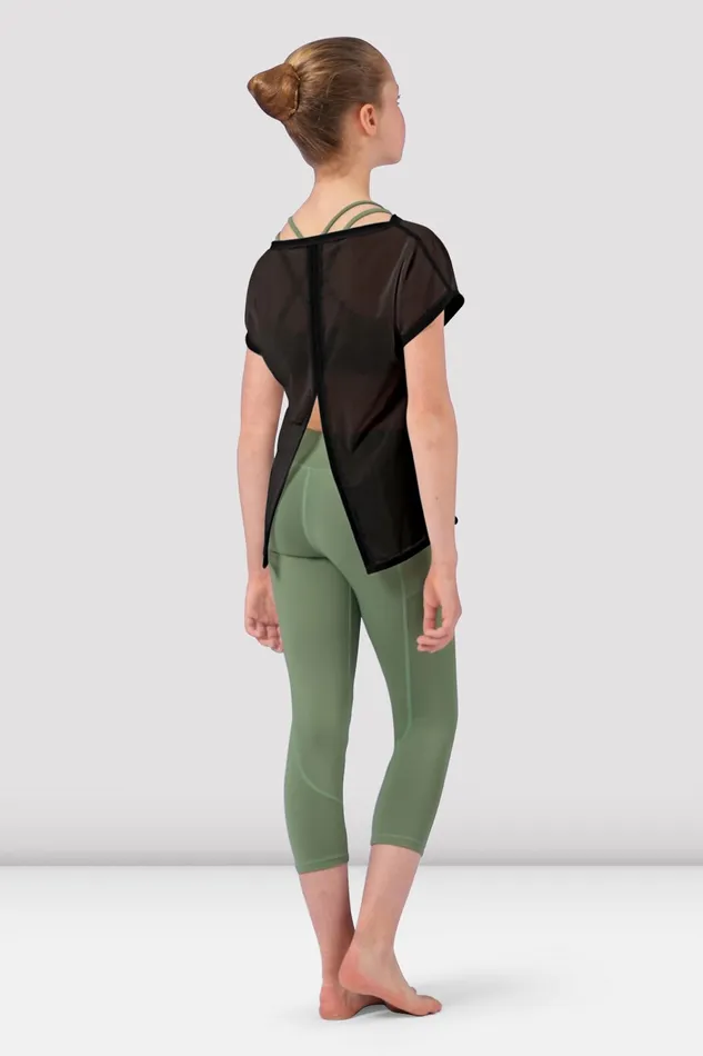 Tops Bloch Children Girls Harriette Mesh Tie Back Top Black Tops Bloch Children Girls Harriette Mesh Tie Back Top Black