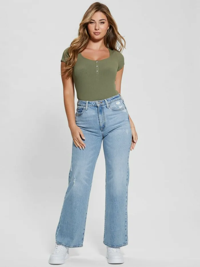Tops Eco Karlee Henley Tee Isle Wash 328243 8211 GUESS Women Tops Eco Karlee Henley Tee Isle Wash 328243 8211 GUESS Women