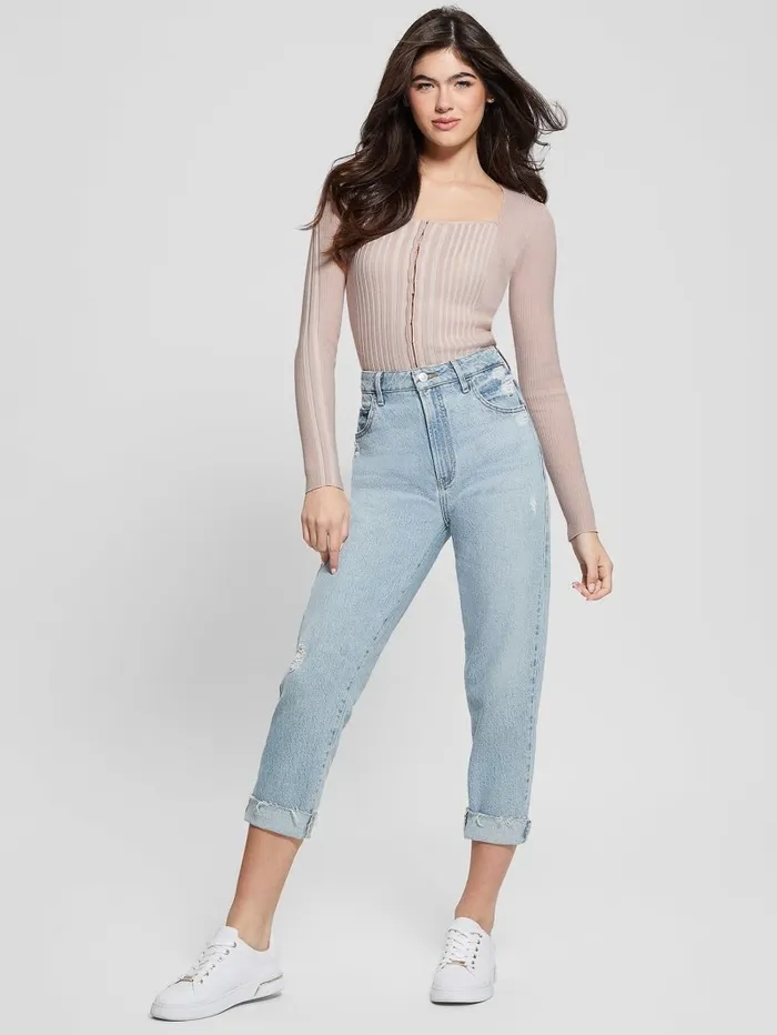 Tops GUESS Women Eco Allie Cardigan White And Smash Taupe Van Tops GUESS Women Eco Allie Cardigan White And Smash Taupe Van