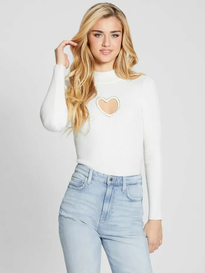 Tops GUESS Women Mia CutOut Bodysuit Dove White