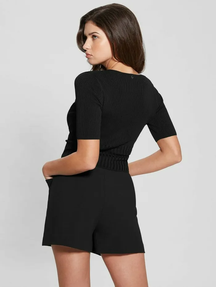 Tops GUESS Women Soft Bandage VNeck Top Black Tops GUESS Women Soft Bandage VNeck Top Black