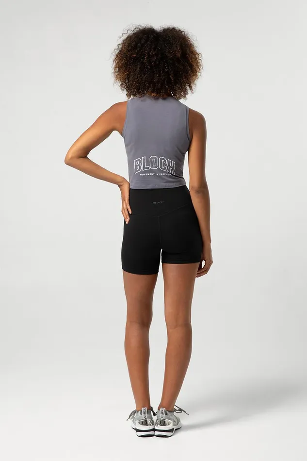 Tops Ladies Heritage Bloch Print Crop Tank Charcoal 8211 Bloch Adult