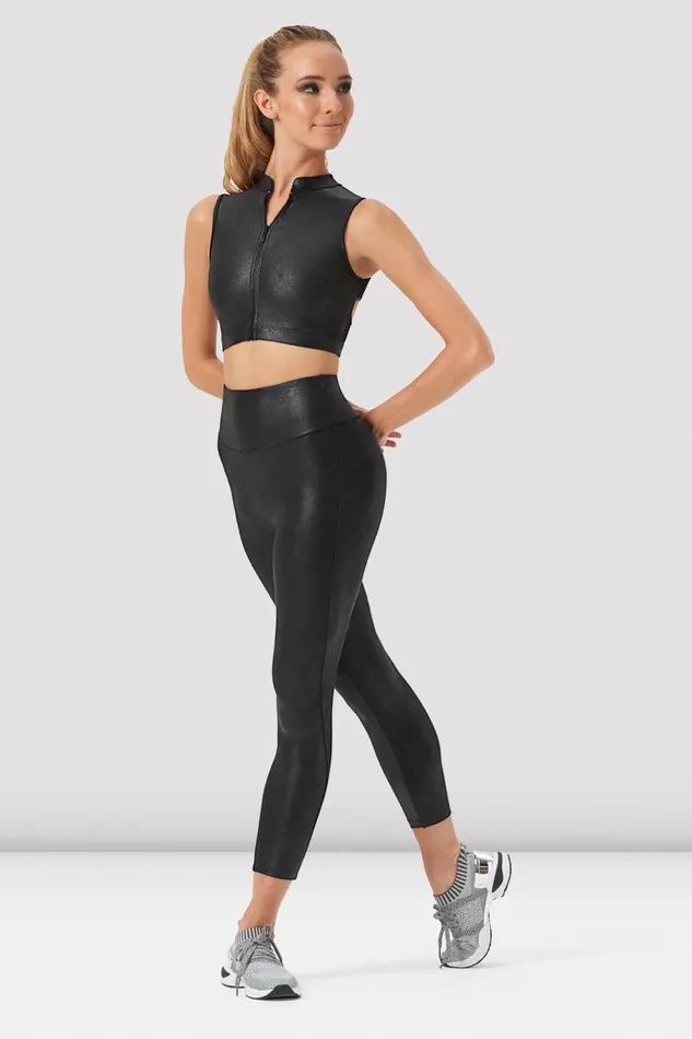 Tops Ladies Zola Zip Front Leather Look Crop Top Black Leather Look 8211 Bloch Adult Tops Ladies Zola Zip Front Leather Look Crop Top Black Leather Look 8211 Bloch Adult