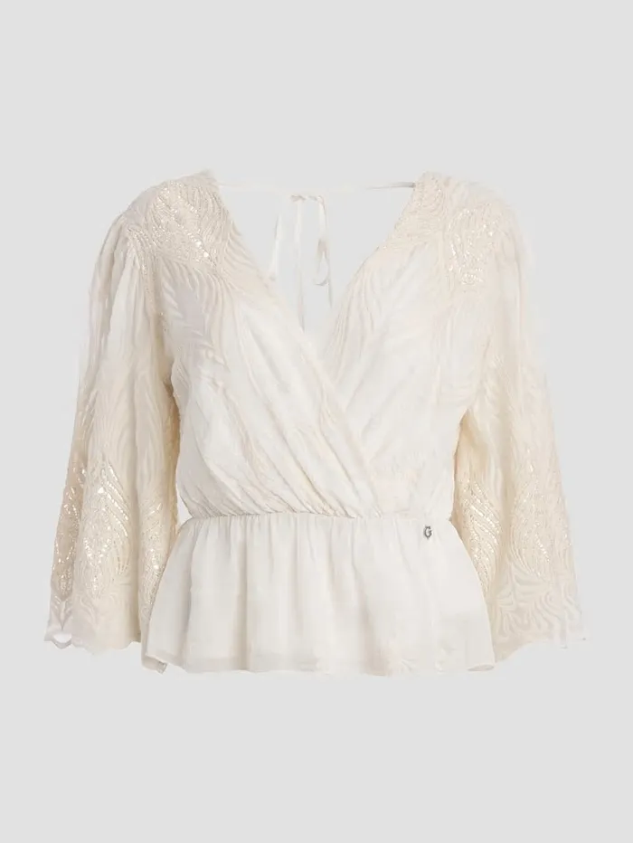 Tops Pam Embroidered Top Cream White 8211 GUESS Women Tops Pam Embroidered Top Cream White 8211 GUESS Women