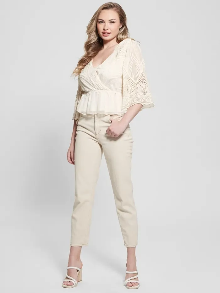 Tops Pam Embroidered Top Cream White 8211 GUESS Women Tops Pam Embroidered Top Cream White 8211 GUESS Women