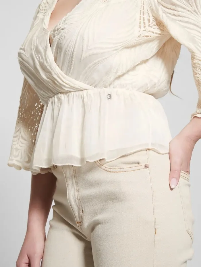Tops Pam Embroidered Top Cream White 8211 GUESS Women Tops Pam Embroidered Top Cream White 8211 GUESS Women