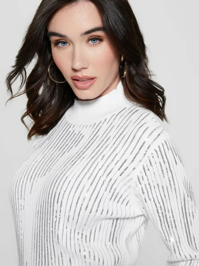 Tops Vivian Sequin Sweater Pure White GUESS Women