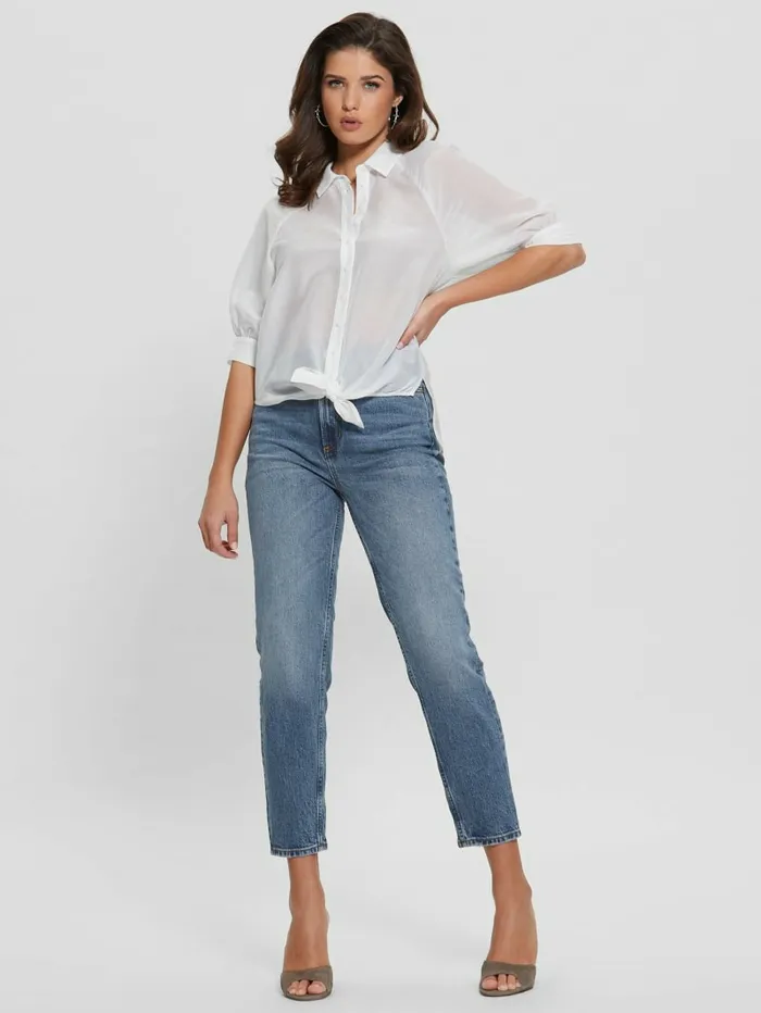 Tops Women GUESS Cate Voile HalfSleeve Top Pure White