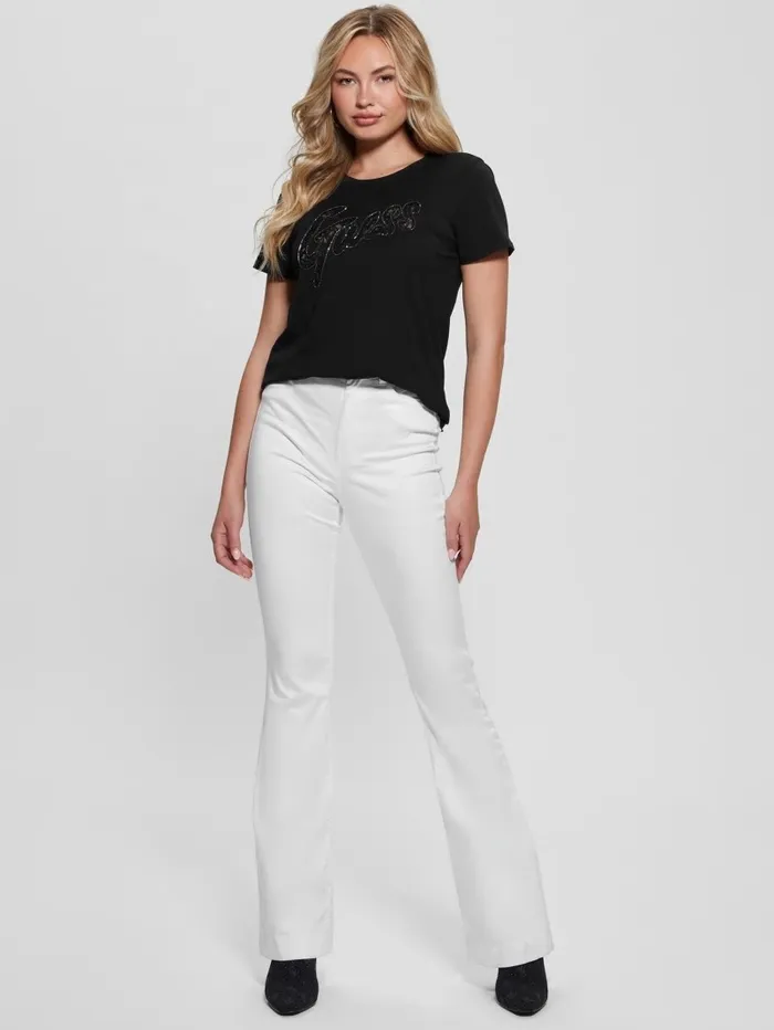 Tops Women GUESS Embellished Logo Tee Black