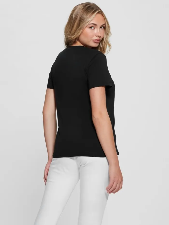 Tops Women GUESS Embellished Logo Tee Black