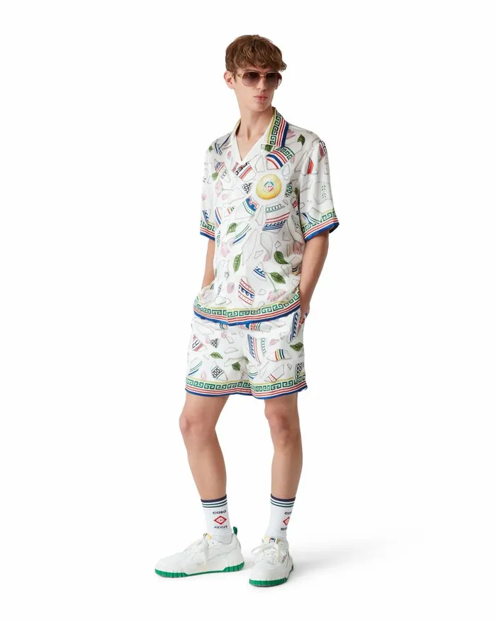 Trousers and Shorts Men Casablanca Paris Le Vase Brise Silk Shorts