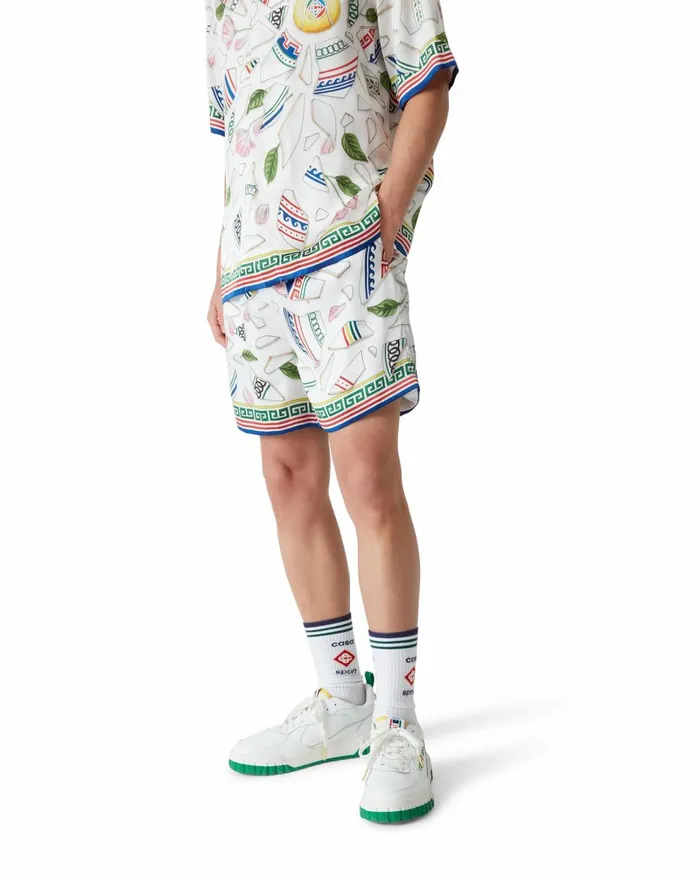 Trousers and Shorts Men Casablanca Paris Le Vase Brise Silk Shorts