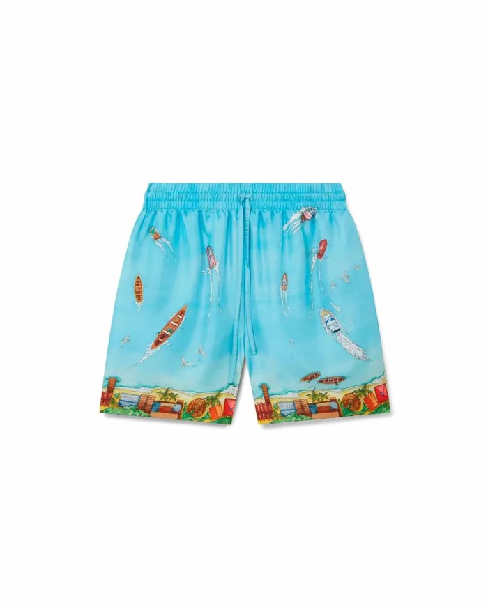 Trousers and Shorts Men Casablanca Paris Maison Sur Piloti Silk Shorts