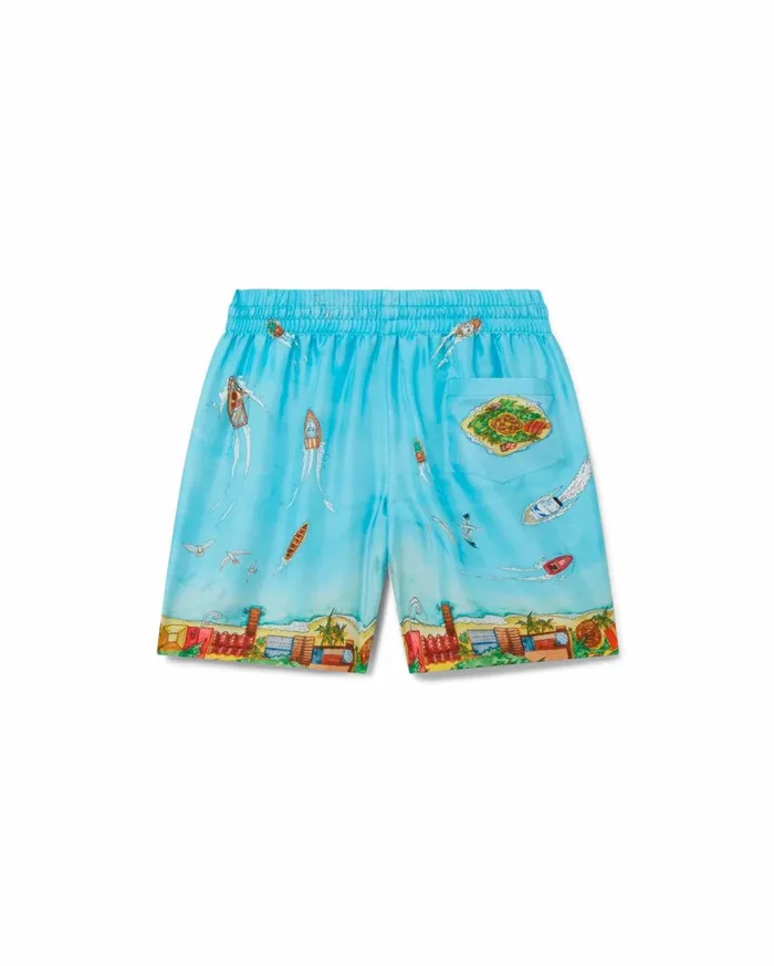 Trousers and Shorts Men Casablanca Paris Maison Sur Piloti Silk Shorts Trousers and Shorts Men Casablanca Paris Maison Sur Piloti Silk Shorts