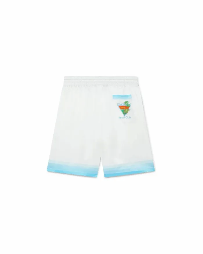 Trousers and Shorts Men Casablanca Paris Palm Springs Icon Blue Silk Shorts