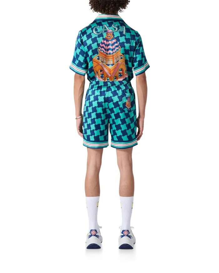 Trousers and Shorts Men Casablanca Paris Pool Tile Silk Shorts Trousers and Shorts Men Casablanca Paris Pool Tile Silk Shorts