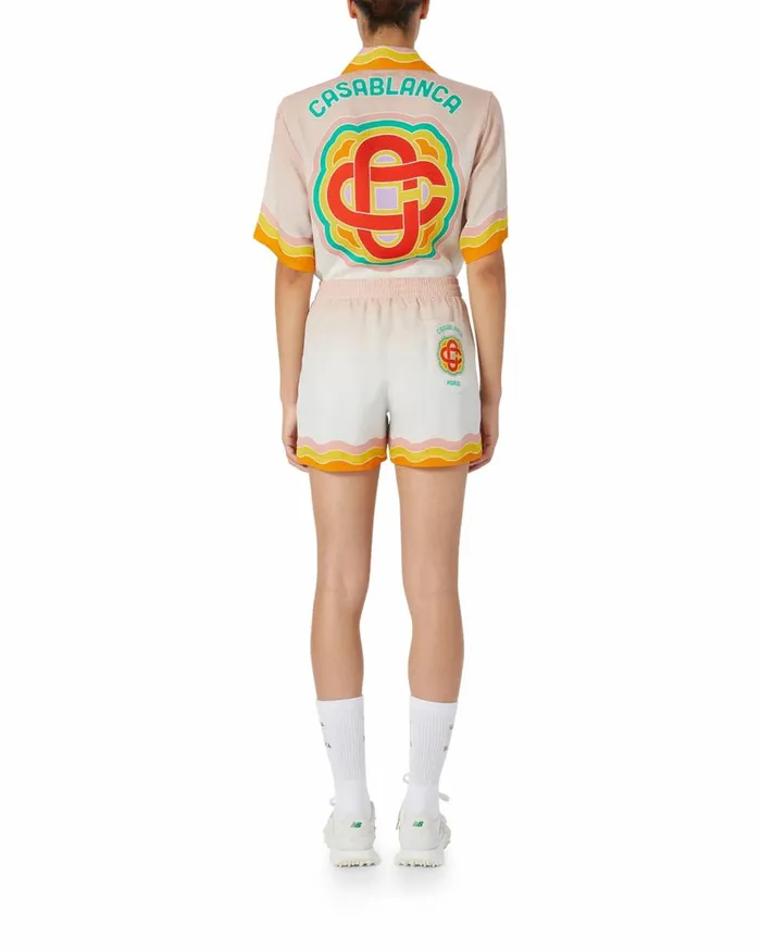 Trousers and Shorts Women Casablanca Paris Rainbow Monogram Silk Shorts