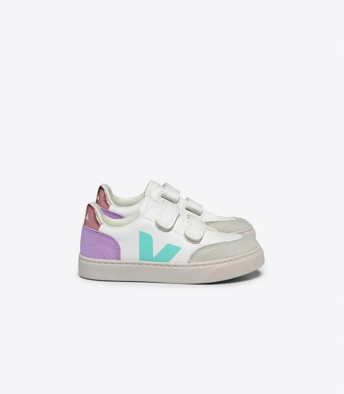 VEJA V12 CHROMEFREE LEATHER WHITE MULTICO ORCHID Kids V12