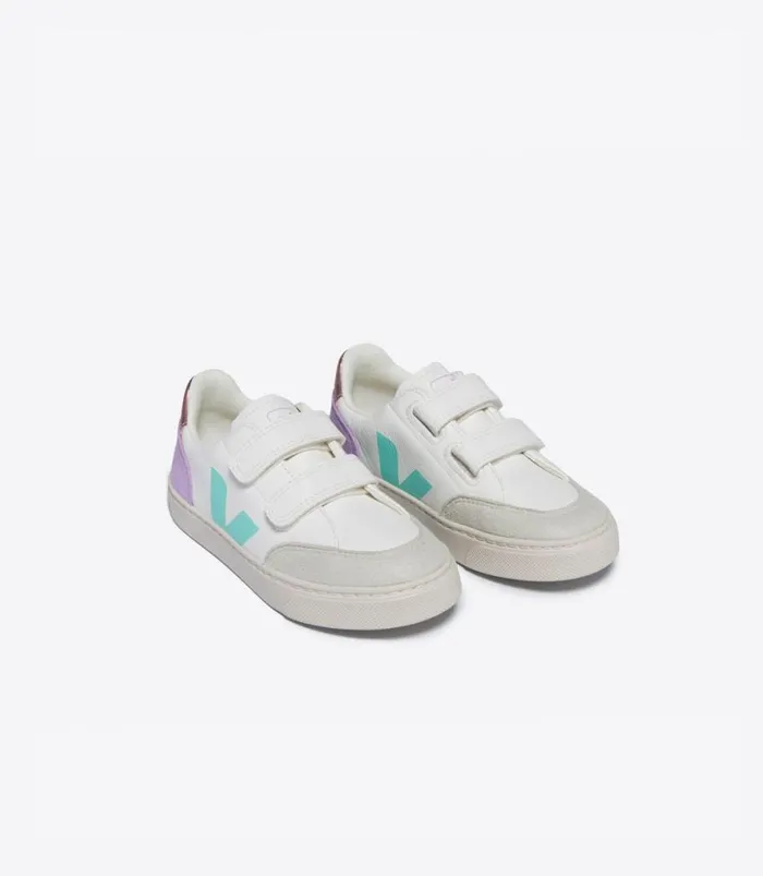 VEJA V12 CHROMEFREE LEATHER WHITE MULTICO ORCHID Kids V12
