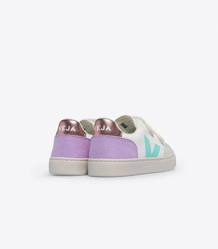 VEJA V12 CHROMEFREE LEATHER WHITE MULTICO ORCHID Kids V12
