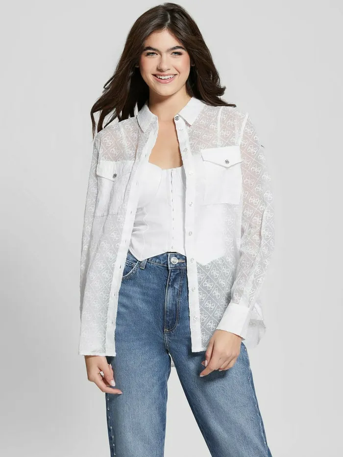 Viola Quattro G Shirt Pure White Tops GUESS Women