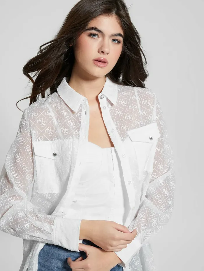 Viola Quattro G Shirt Pure White Tops GUESS Women Viola Quattro G Shirt Pure White Tops GUESS Women