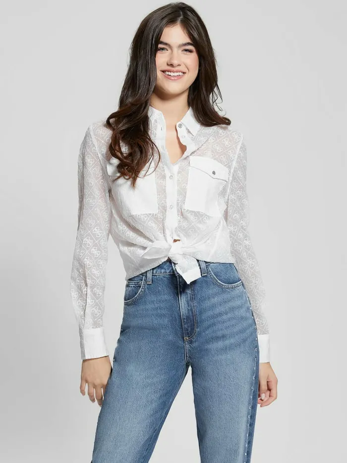 Viola Quattro G Shirt Pure White Tops GUESS Women Viola Quattro G Shirt Pure White Tops GUESS Women