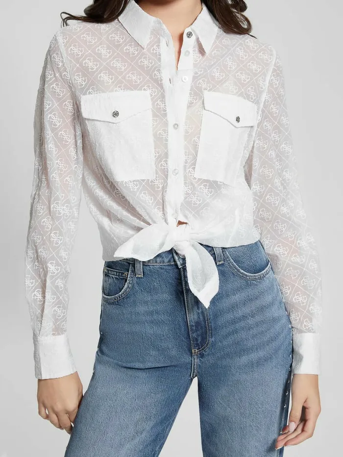 Viola Quattro G Shirt Pure White Tops GUESS Women Viola Quattro G Shirt Pure White Tops GUESS Women
