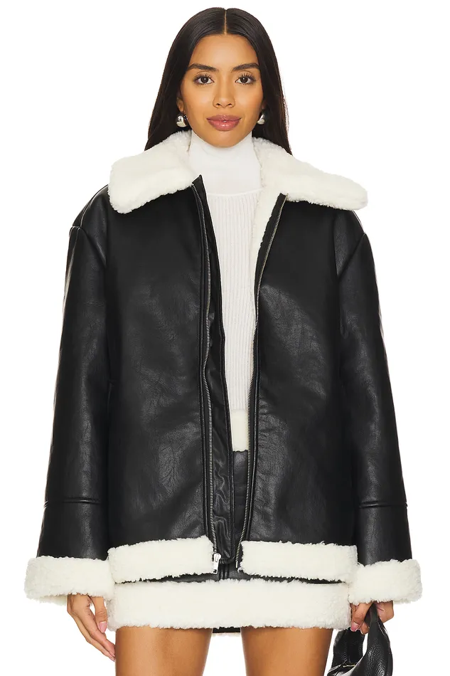 Violetta Faux Leather Jacket Black Women Lovers and Friends Leather